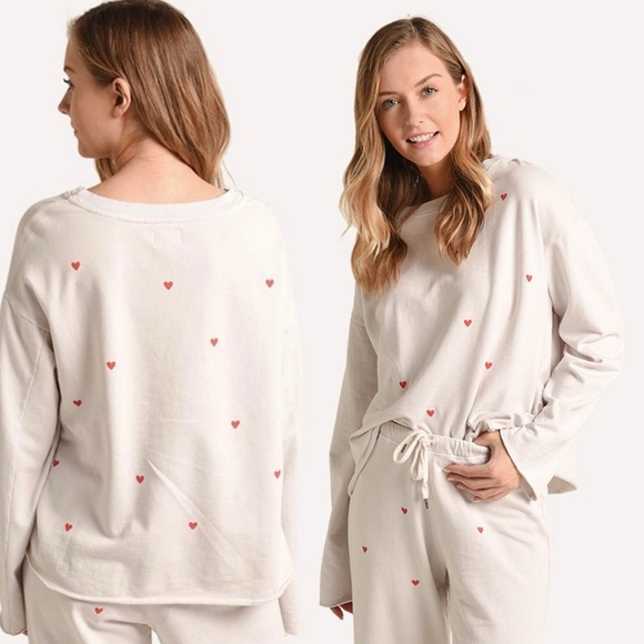 Sundry Tops - Sundry Hearts Raw Hem Boxy Scoop neck Sweatshirt Sz 1